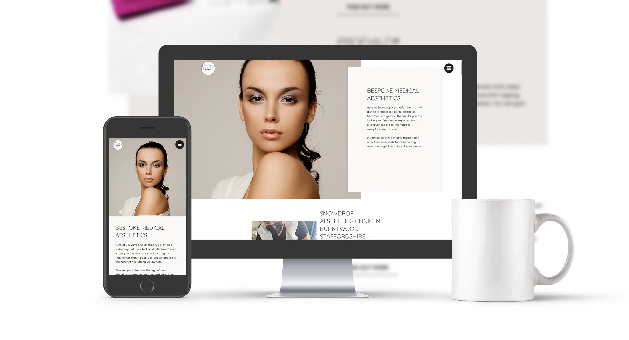 Snowdrop Aesthetics website on desktop and mobile